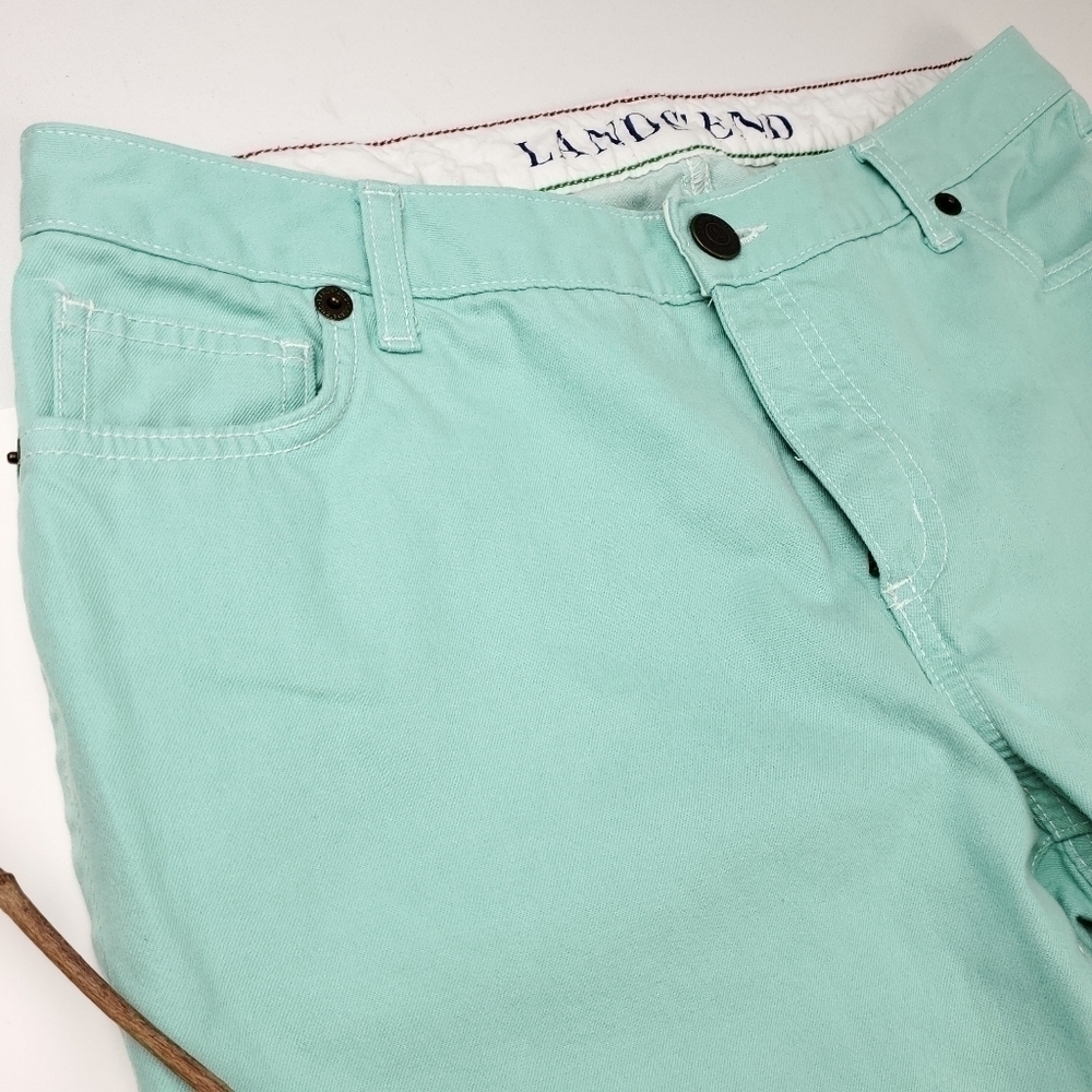 Lands' End Turquoise Original Fit Bootleg Jeans 12 - Picture 7 of 10